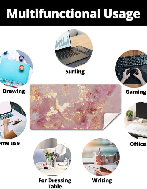 Load image into Gallery viewer, Large Mouse Pad, Cute Pink Desk Mat for Desktop, Women Girls PU Leather Waterproof Gaming Mousepad, Rose Gold Marble Computer PC Laptop Protector Writing Pads for School Office Home 31.5" X 15.7"
