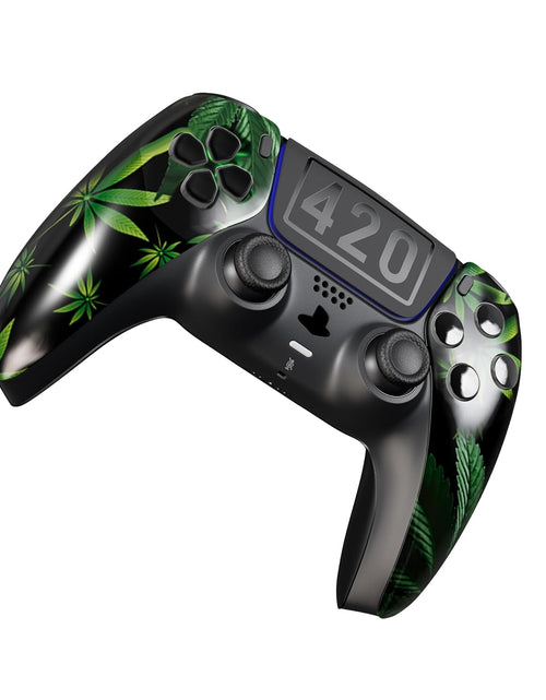 Load image into Gallery viewer, Custom Wireless UN-MODDED PRO Controller Compatible with PS5 Exclusive Unique Design (420 Black)
