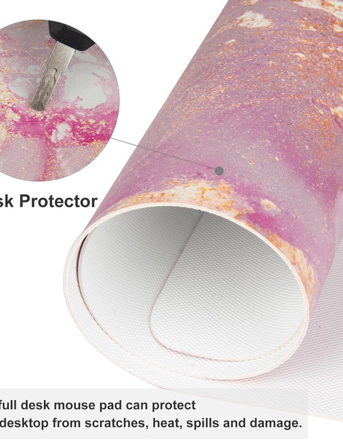 Load image into Gallery viewer, Large Mouse Pad, Cute Pink Desk Mat for Desktop, Women Girls PU Leather Waterproof Gaming Mousepad, Rose Gold Marble Computer PC Laptop Protector Writing Pads for School Office Home 31.5" X 15.7"
