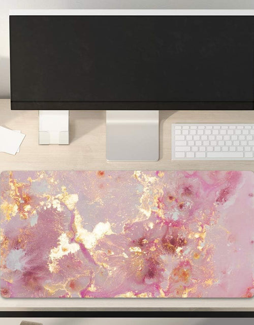Load image into Gallery viewer, Large Mouse Pad, Cute Pink Desk Mat for Desktop, Women Girls PU Leather Waterproof Gaming Mousepad, Rose Gold Marble Computer PC Laptop Protector Writing Pads for School Office Home 31.5" X 15.7"
