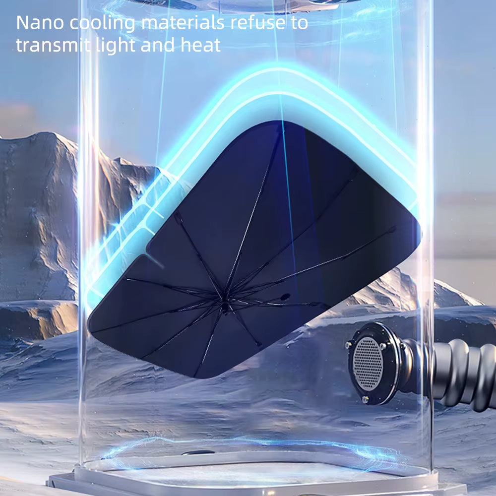 SunShield 360 – Rotatable Umbrella-Style Car Windshield Sunshade with UV & Heat Protection