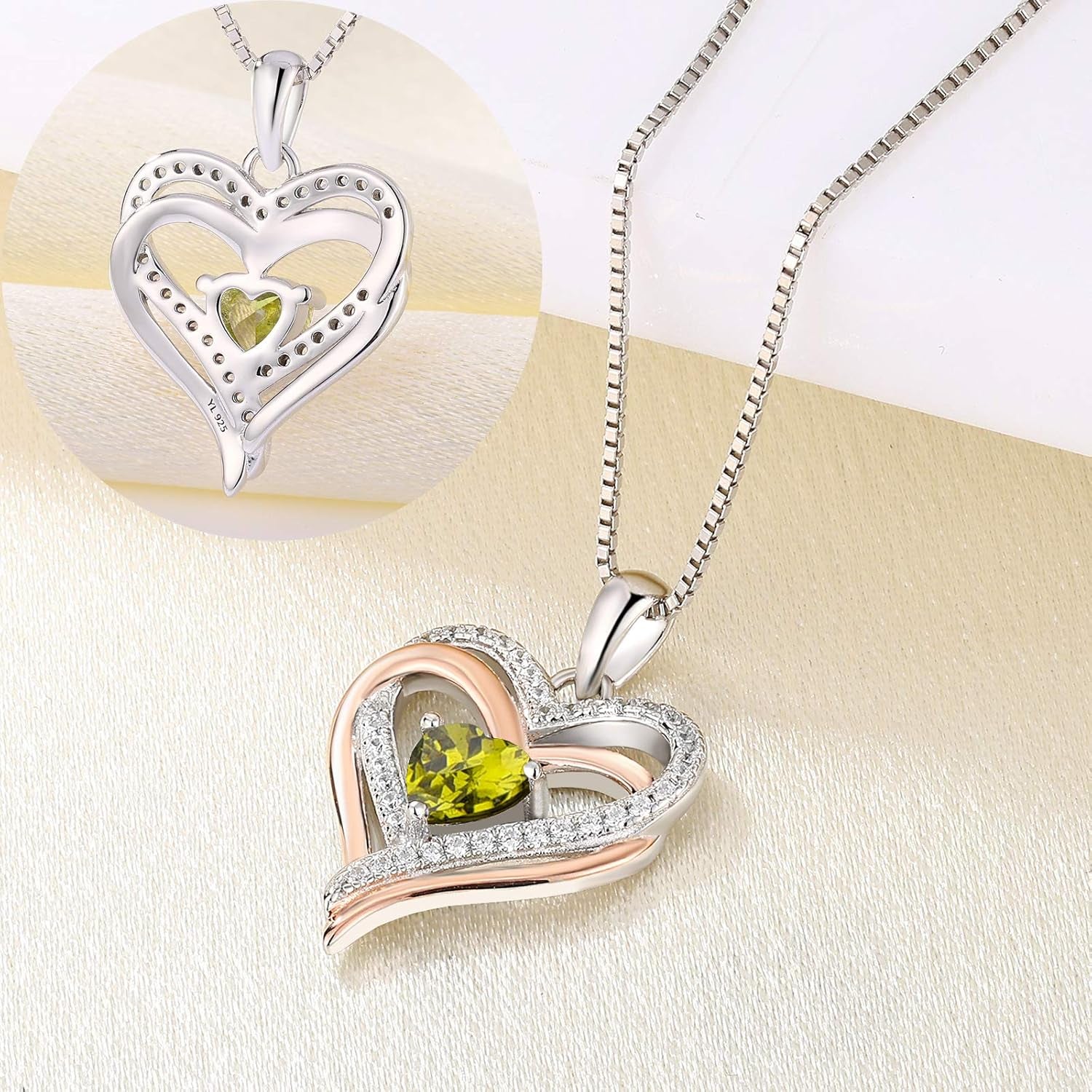 Women'S Heart Necklace Sterling Silver Filigree Love Heart Pendant Cubic Zirconia Jewelry