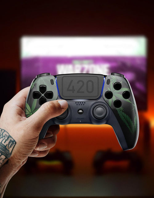 Load image into Gallery viewer, Custom Wireless UN-MODDED PRO Controller Compatible with PS5 Exclusive Unique Design (420 Black)
