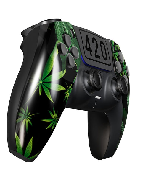 Load image into Gallery viewer, Custom Wireless UN-MODDED PRO Controller Compatible with PS5 Exclusive Unique Design (420 Black)
