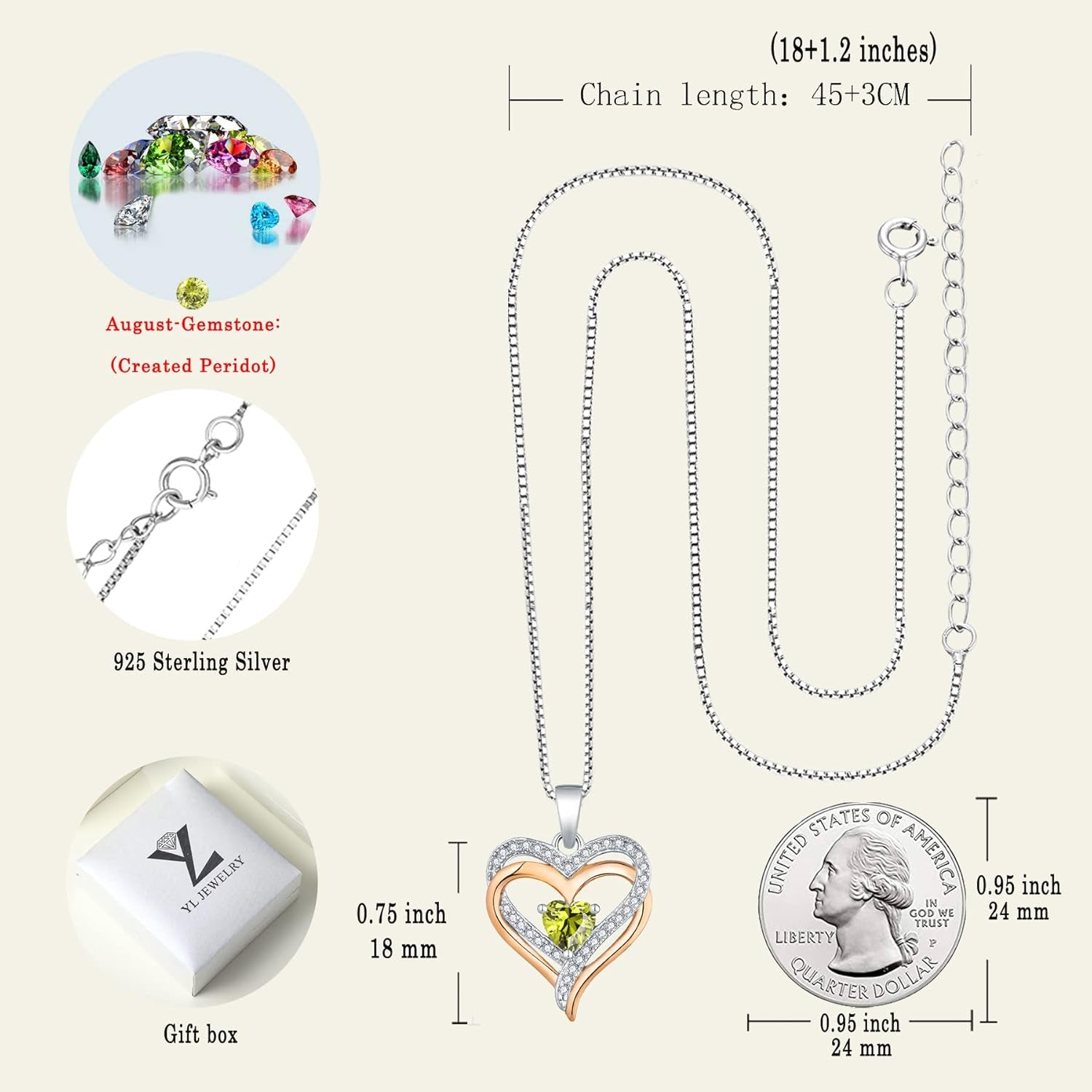 Women'S Heart Necklace Sterling Silver Filigree Love Heart Pendant Cubic Zirconia Jewelry