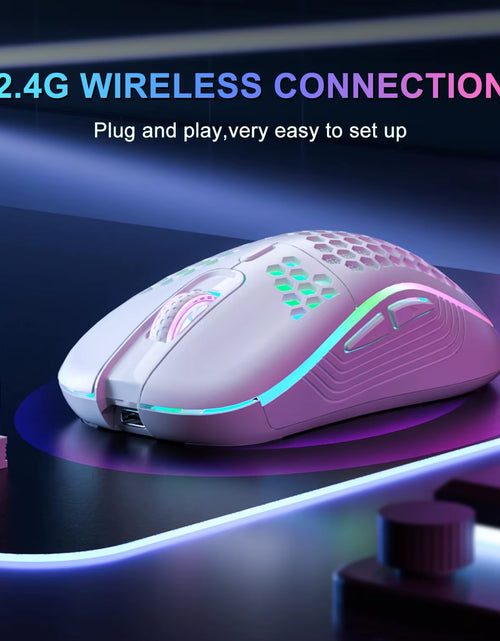 Load image into Gallery viewer, 2.4G Wireless Mouse with RGB Backlit 6-Button 3-Speed DPI Type C Rechargeable Ergonomic Honeycomb Design Gaming Mouse
