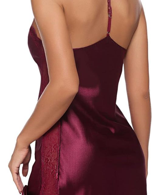 Load image into Gallery viewer, Women Lingerie Satin Lace Chemise Nightgown Sexy Full Slips Sleepwear S-4XL
