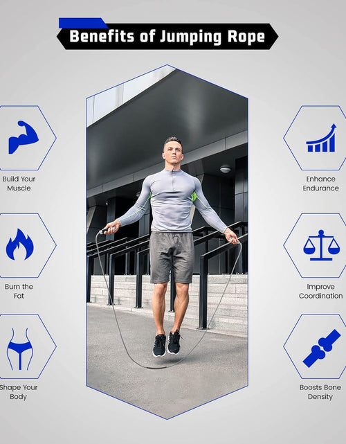 Load image into Gallery viewer, Weighted Jump Rope for Men Women - 1LB Heavy Jump Rope for Adult Fitness Workouts, Non-Slip Aluminum Handles, Ball Bearings Premium Skipping Rope Jump Rope for Exercise Boxing Crossfit Cardio Endurance and Strength Training MMA &amp; Gym, Adjustable Length 9MM Solid Pvc/Cotton Jump Rope
