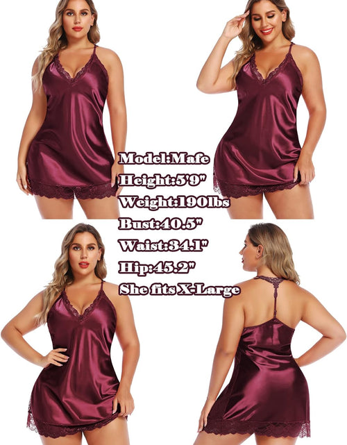 Load image into Gallery viewer, Women Lingerie Satin Lace Chemise Nightgown Sexy Full Slips Sleepwear S-4XL
