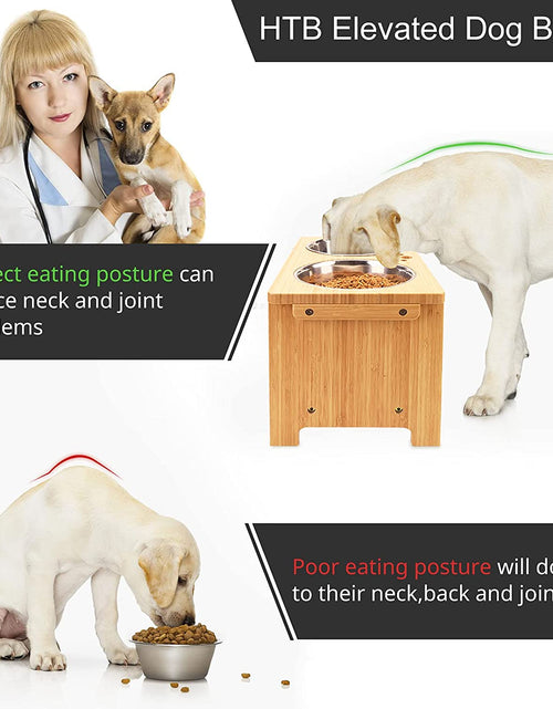 Load image into Gallery viewer, Elevated Dog Bowls,Raised Dog Bowl Stand with 2 Stainless Steel Bowls,Dog Food Water Bowls
