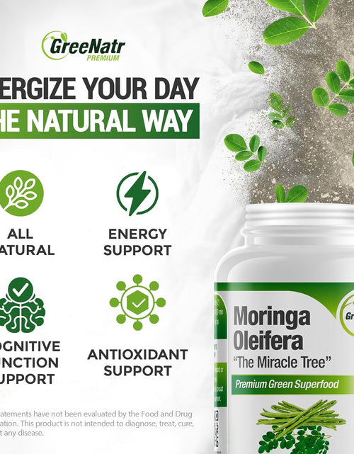 Load image into Gallery viewer, Pure Moringa Oleifera Leaf Extract Capsules, 1000 Mg per Serving. Gluten Free, NON GMO, Vegan Antioxidant Capsules. Natural Energy, Mood, Memory and Focus Enhancer. Premium Green Superfood (Pack of 3)
