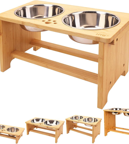 Elevated Dog Bowls,Raised Dog Bowl Stand with 2 Stainless Steel Bowls,Dog Food Water Bowls