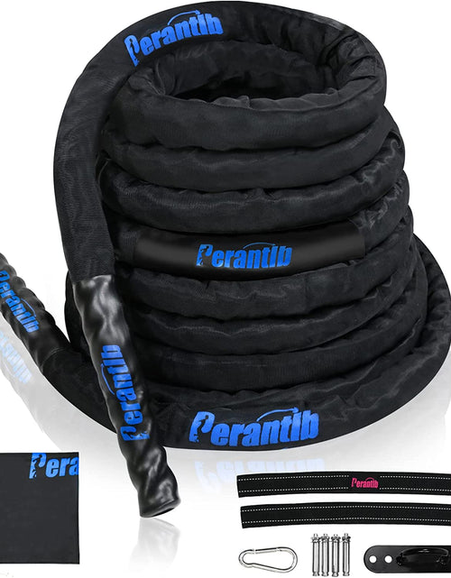Load image into Gallery viewer, Battle Rope with Wear-Resistant Nylon Protective Sleeve ，Heavy Battle Rope for Strength Training Home Fitness Exercise Rope， Anchor Strap Kit Included
