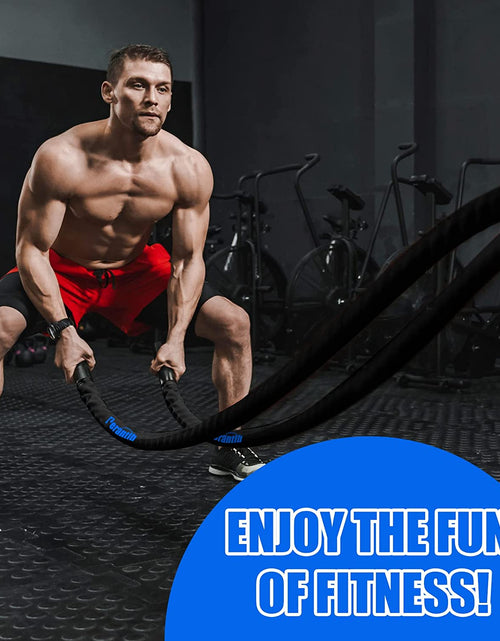 Load image into Gallery viewer, Battle Rope with Wear-Resistant Nylon Protective Sleeve ，Heavy Battle Rope for Strength Training Home Fitness Exercise Rope， Anchor Strap Kit Included
