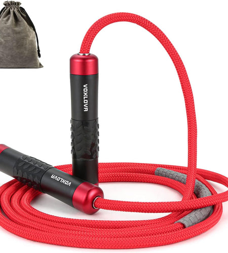 Weighted Jump Rope for Men Women - 1LB Heavy Jump Rope for Adult Fitness Workouts, Non-Slip Aluminum Handles, Ball Bearings Premium Skipping Rope Jump Rope for Exercise Boxing Crossfit Cardio Endurance and Strength Training MMA & Gym, Adjustable Length 9MM Solid Pvc/Cotton Jump Rope